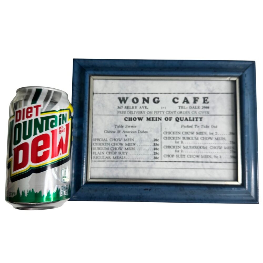 Wong’s Cafe 1960s St Paul MN Vintage Framed Menu Chow Mein - Picture 2 of 15